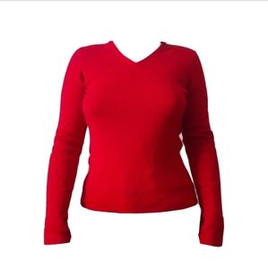 Old Navy V-Neck Knit Red Sweater Size Medium